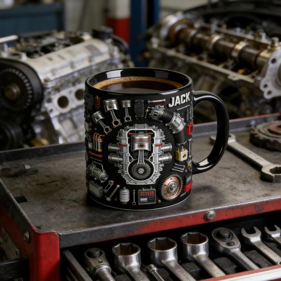 Mechanische Teile Kaffeetasse Keramik 325ml Industrielles Motor Design Tasse Wärmeübertragungs Muster Trinkgeschirr für Autoenthusiasten Ingenieure