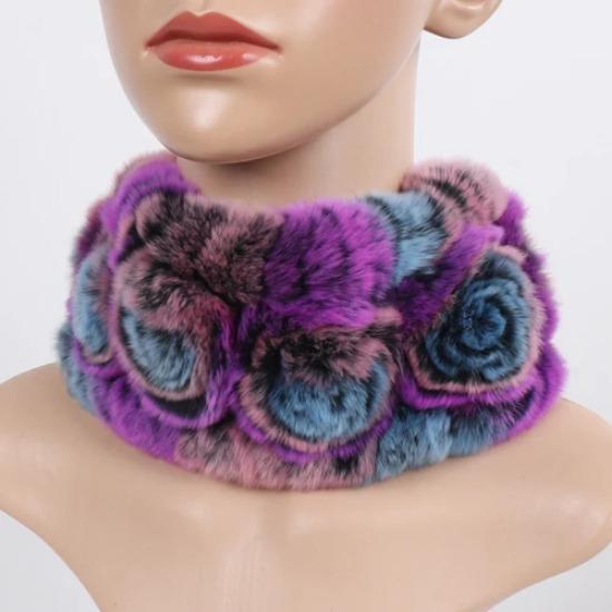 

Women Elasticity Flower Real Rex Rabbit Fur Scarf Natural Warm Rex Rabbit Fur Headband Lady Winter Real Rex Rabbit Fur Scarves