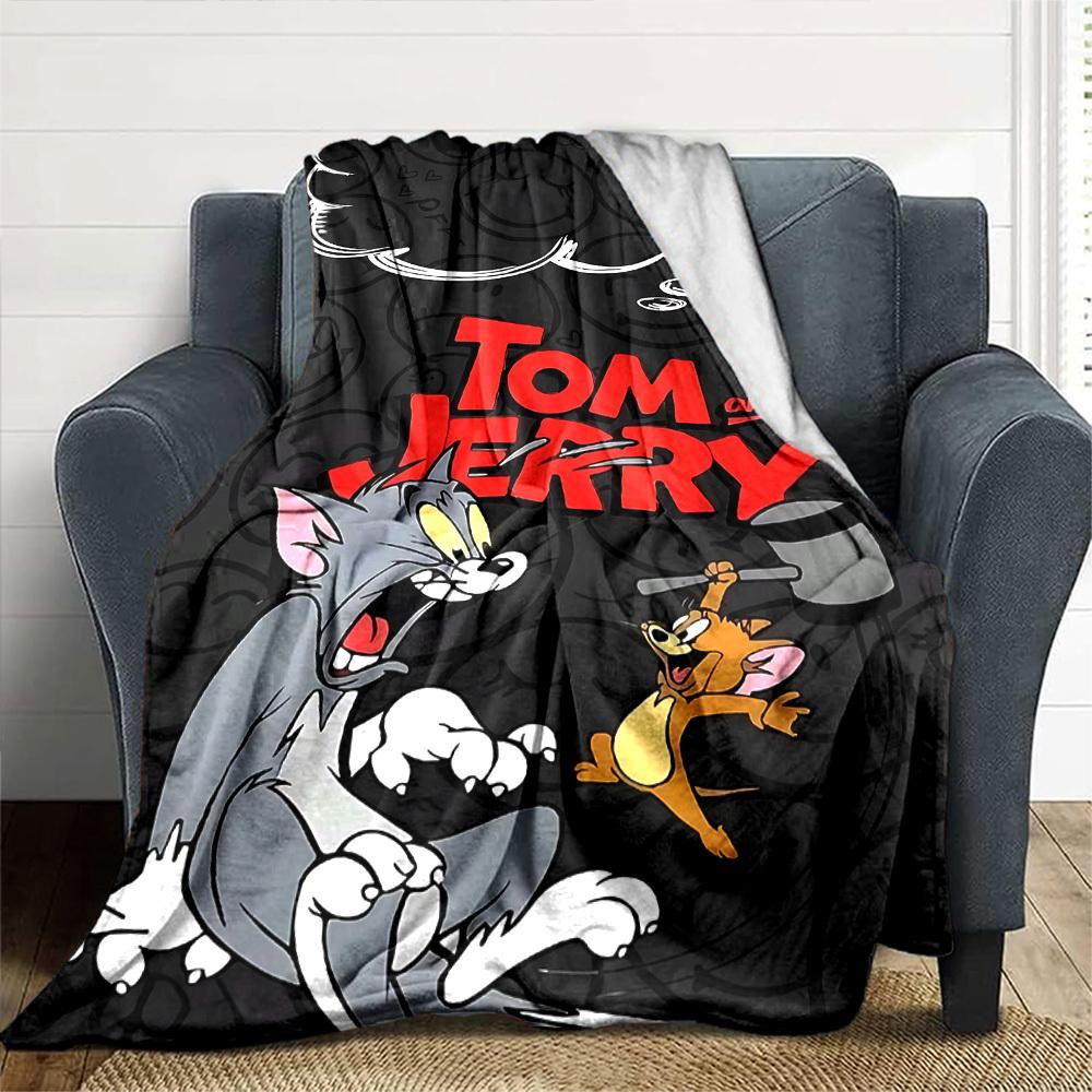 1pc Tom and Jerry Flannel Blanket Soft Warm Throw for Home, Office, Travel, All-Season Cozy Bedding Gift L1429