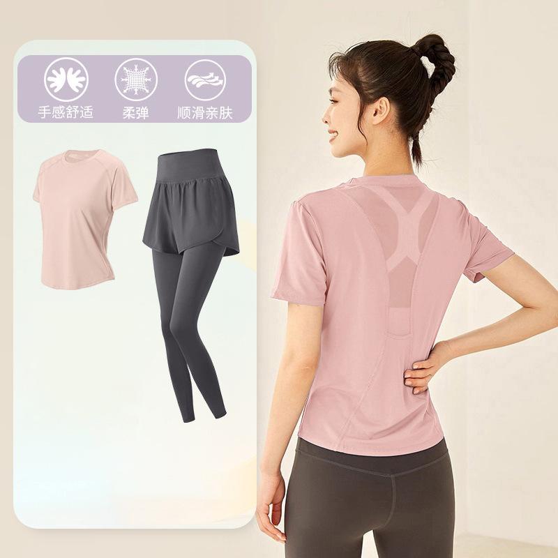 Tennis suit women's short-sleeved training clothes outdoor running quick-drying clothes thin badminton T-shirt fitness clothes