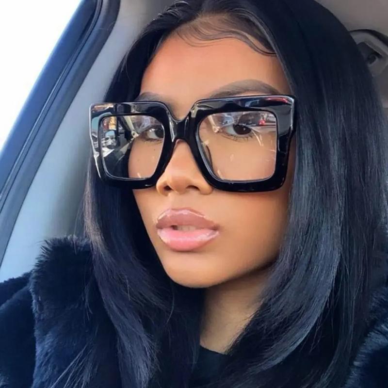 Non-polarized Unisex Plastic Square Frame Glasses Men Fashio Small Frame Hip Hop Glasses