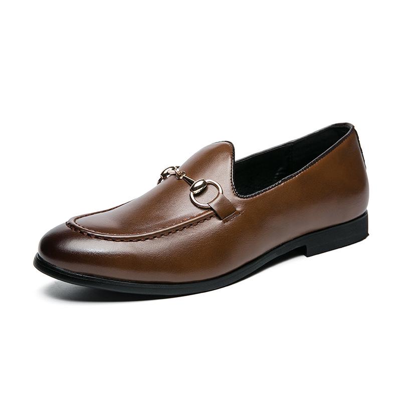 Men s Horsebit Casual Leather Loafers: Large Size Solid Color Fashion Shoes 40