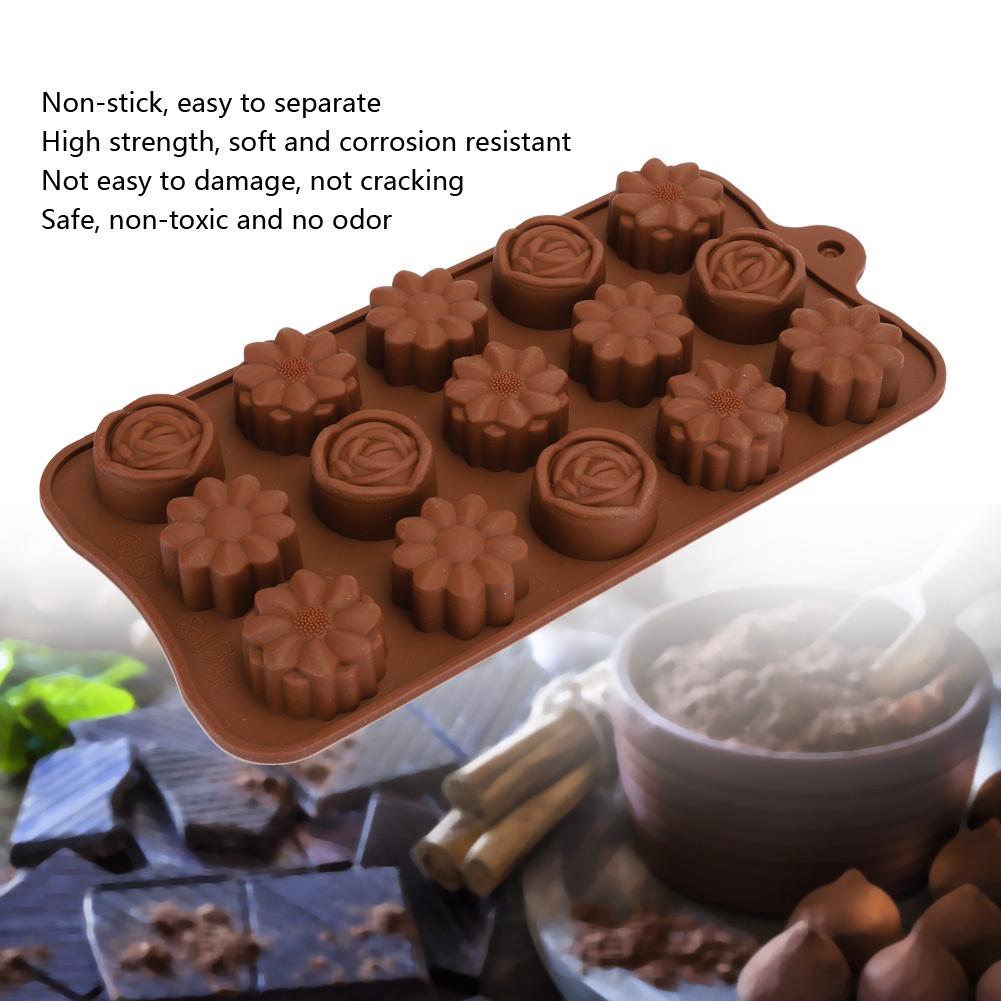 2 Stück 15 Gitter Wunderschöne Blumenform Silikon Kuchenform Schokoladenform DIY Backwerkzeug Zubehör