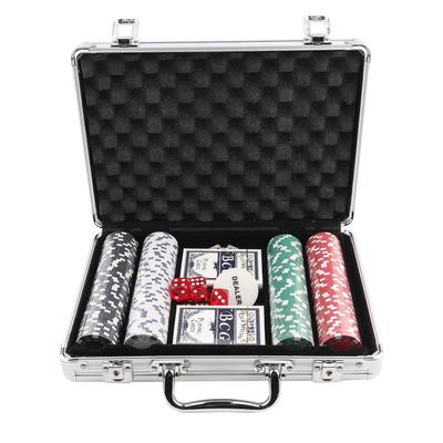 200PCS Poker Chips Spiel Set mit Karten Würfel Tragbare Aluminium Fall für Kinder Erwachsene
