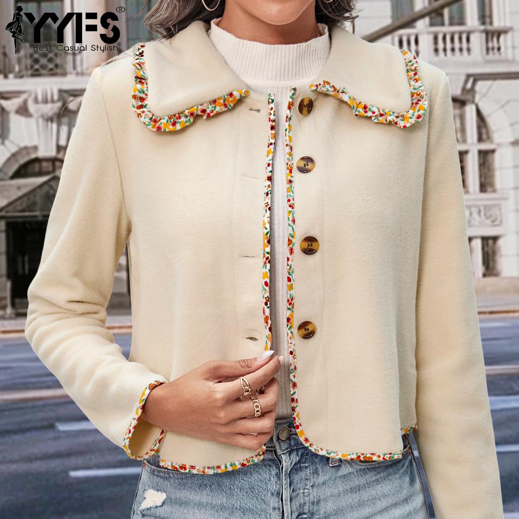 YYFS Dámská móda Ležérní Jednobarevný potisk Podzim Zima Dlouhý rukáv POLO Bundy a kabáty
