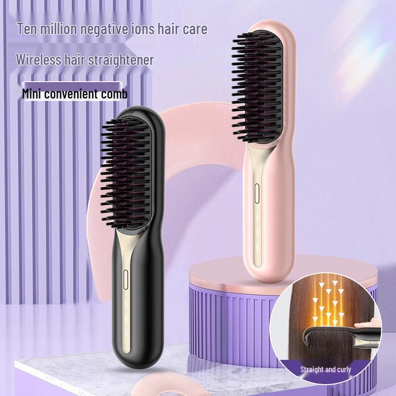 Dual-Use Ceramic Curling and Straightening Comb: Anti-Scald, Hair-Friendly, Compact, for Straightening and Curling