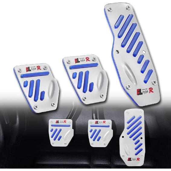 3 Pack Car Pedal Pads Auto Racing Sport Gas Brake Clutch Pad Cover Brake Pad Cover Rest Plate Foot Pedals Kit, Silver with Black