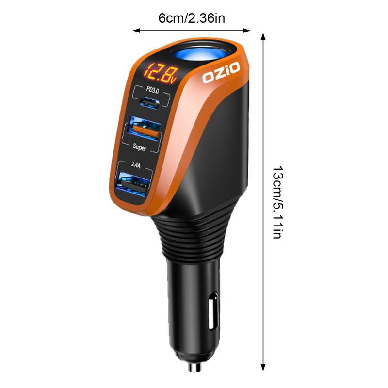 4-in-1 Zigarettenanzünder-Adapter Universelles Ladegerät Zigarettenanzünder USB-Ladegerät Mit 3 USB-Anschlüssen 12V/24V Autoladegerät Mit High-Definition-LED