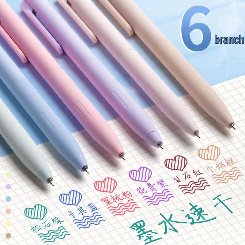 Morandi Color Click Pen: Quick-Drying, High-Value Brush Pen for Students and Practice Questions.