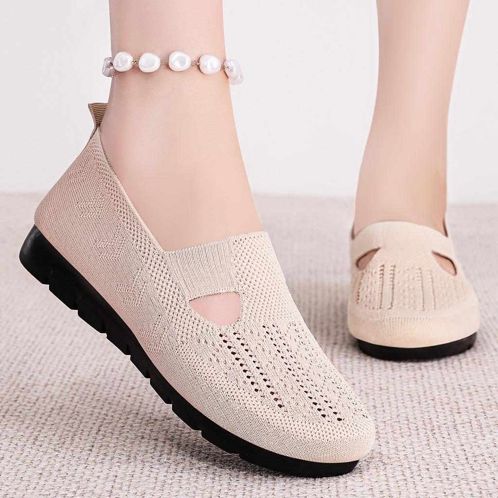 Women's Shoes Versatile Breathable Hole Shoes Large Size Women's Shoes Slip On Casual Comfortable Soft Bottom Mom Shoes Walking All Day Sneakers