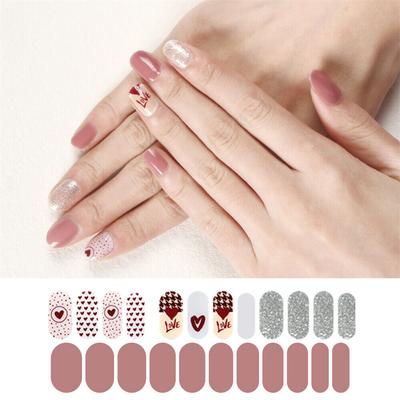 Full Cover Semi Cured Gel Nail Sticker Adhesive Gel Wraps Nails Art Decor 34PCS