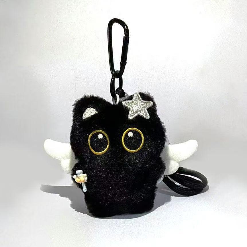 Soft Cute Cartoon Cat Plush Ornaments Multi-Style Dark-Style Keychains Bag Charms Cuddly Stuffed Fluffy Huggable Kawaii Comfort Adorable