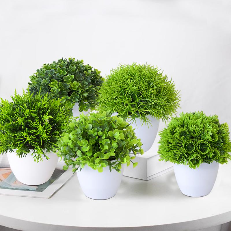 Fake Potted Plants Artificial Bonsai Mini Green Tree Office Dining Table Restaurant Decoration Ornaments Home Garden Accessories