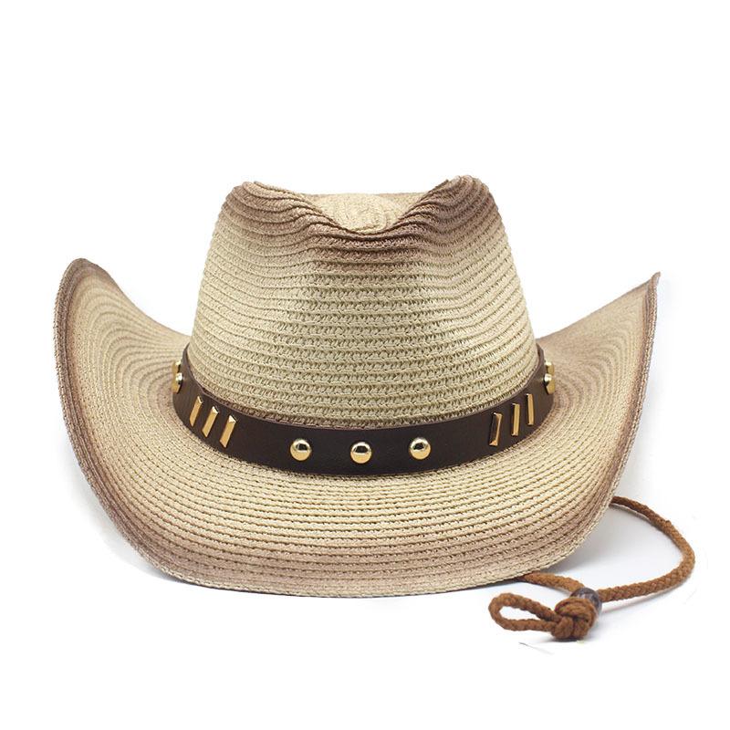 Western Seaside Sun Hat Beach Hat Men'S And Women'S Outdoor Spray Paint Denim Straw Hat Sun Hat