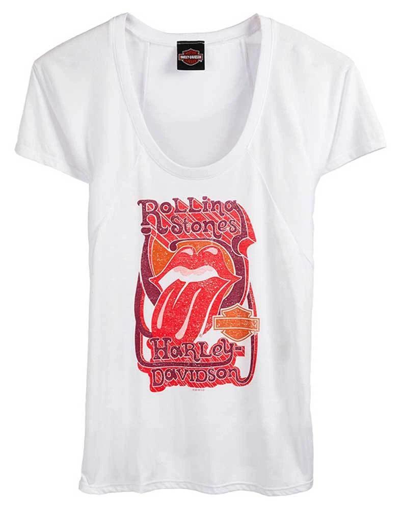 Harley-Davidson Women s Rolling Stones Groovy Flowy Short Sleeve Tee, White S