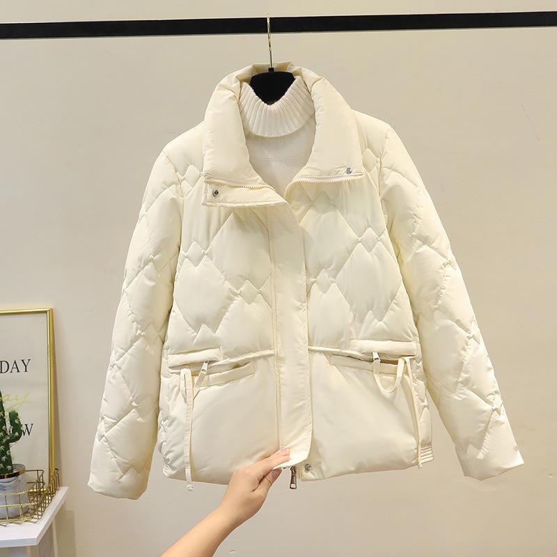 Down cotton-padded clothes women's short models, new winter small cotton-padded jackets, loose and thickened stand-up neck cotton-padded jackets.