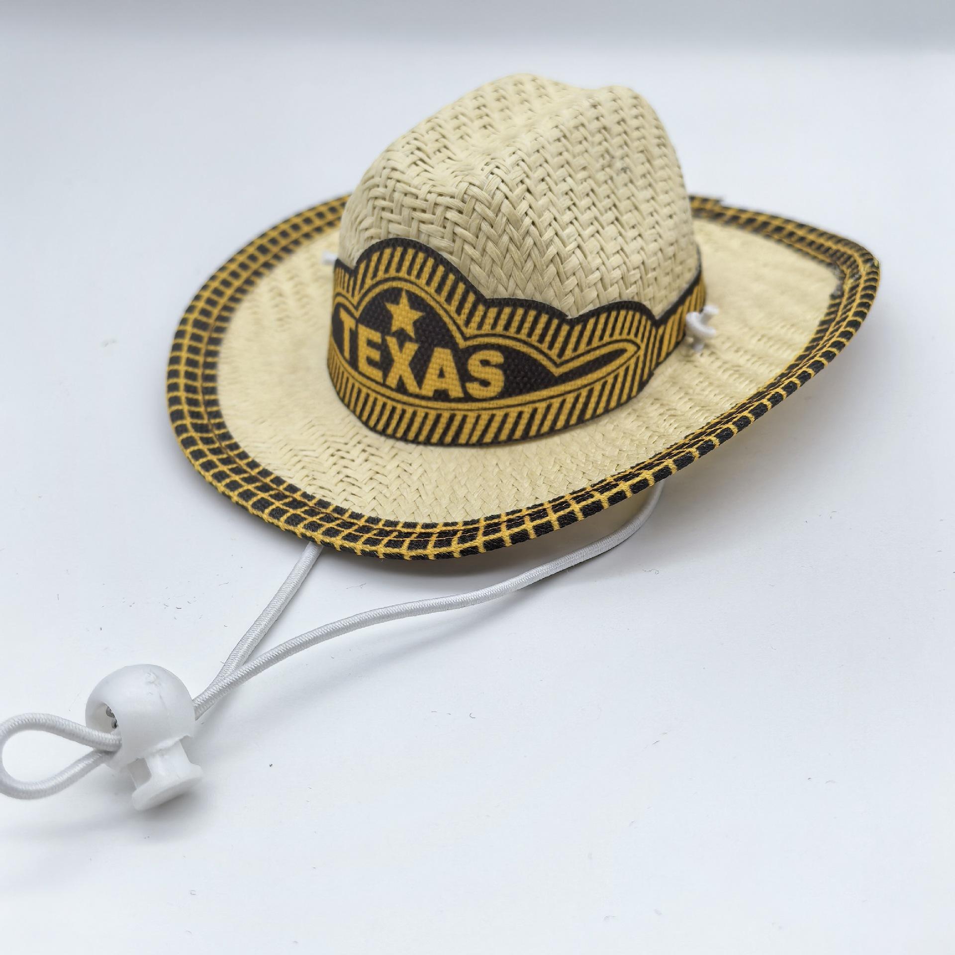 Independence Day Cowboy Hat Papyrus Cowboy Hat Mini Pet Hat Toy Doll Accessories Cowboy Hat 8cm