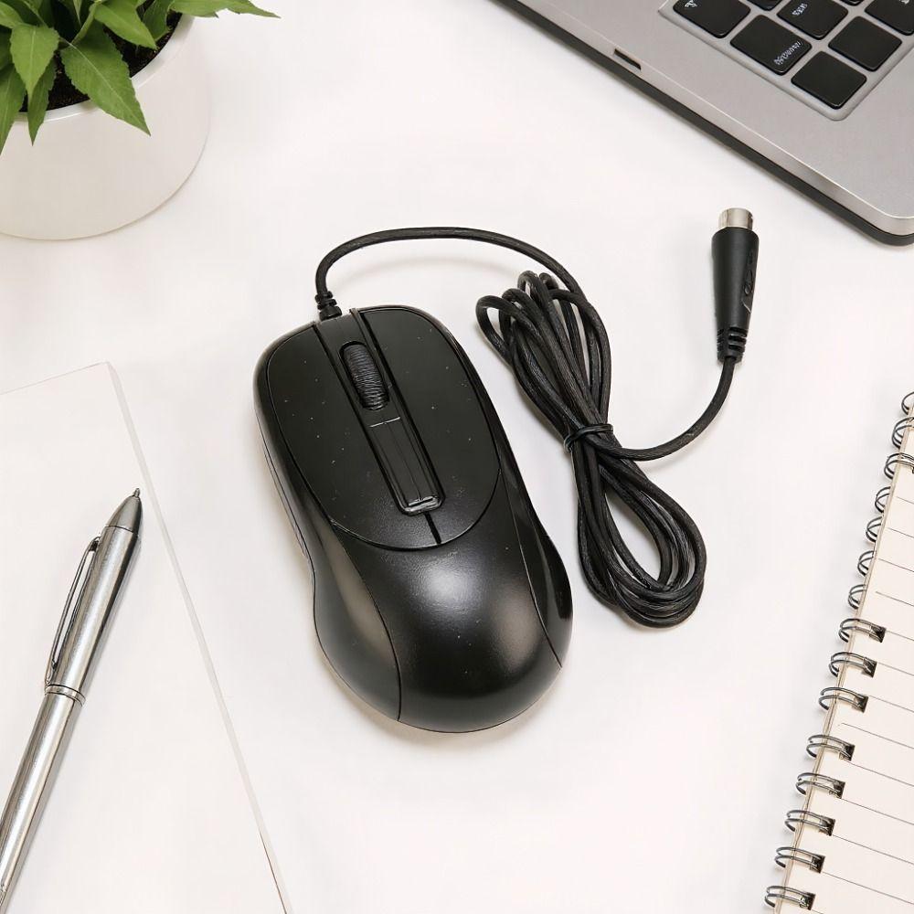 Responsive 3 Buttons Wired for PS2 Optical Mouse Portable Black Wired Mouse Gaming Mouse Desktop Laptop Computer