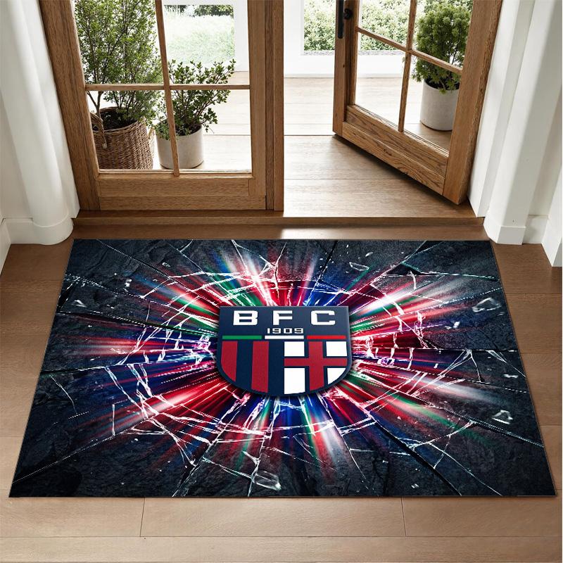 Bologna FC Design Crystal Velvet Rug Soft Decorative Mat for Bedroom Entrance