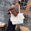 Spring and Summer New Literature and Art Student File Handbag Large Capacity Ruffle Edge Shoulder Canvas Bag