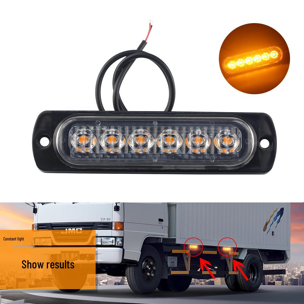 Ultra-Thin LED Car Warning Light: 6-Light, 12-24V, High-Brightness, Always-On Daytime Running & Turn Signal.