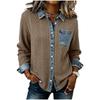 Cardigan Patchwork in Denim a Maglia Intrecciata da Donna Autunno Nuovo con Collo a Revers e Bottoni Top Casual