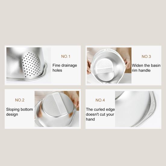 Rice Washer Strainer Bowl Stainless Steel Drain Basket for Rice Fruits Vegetables Kitchen Colander Sieve Tools