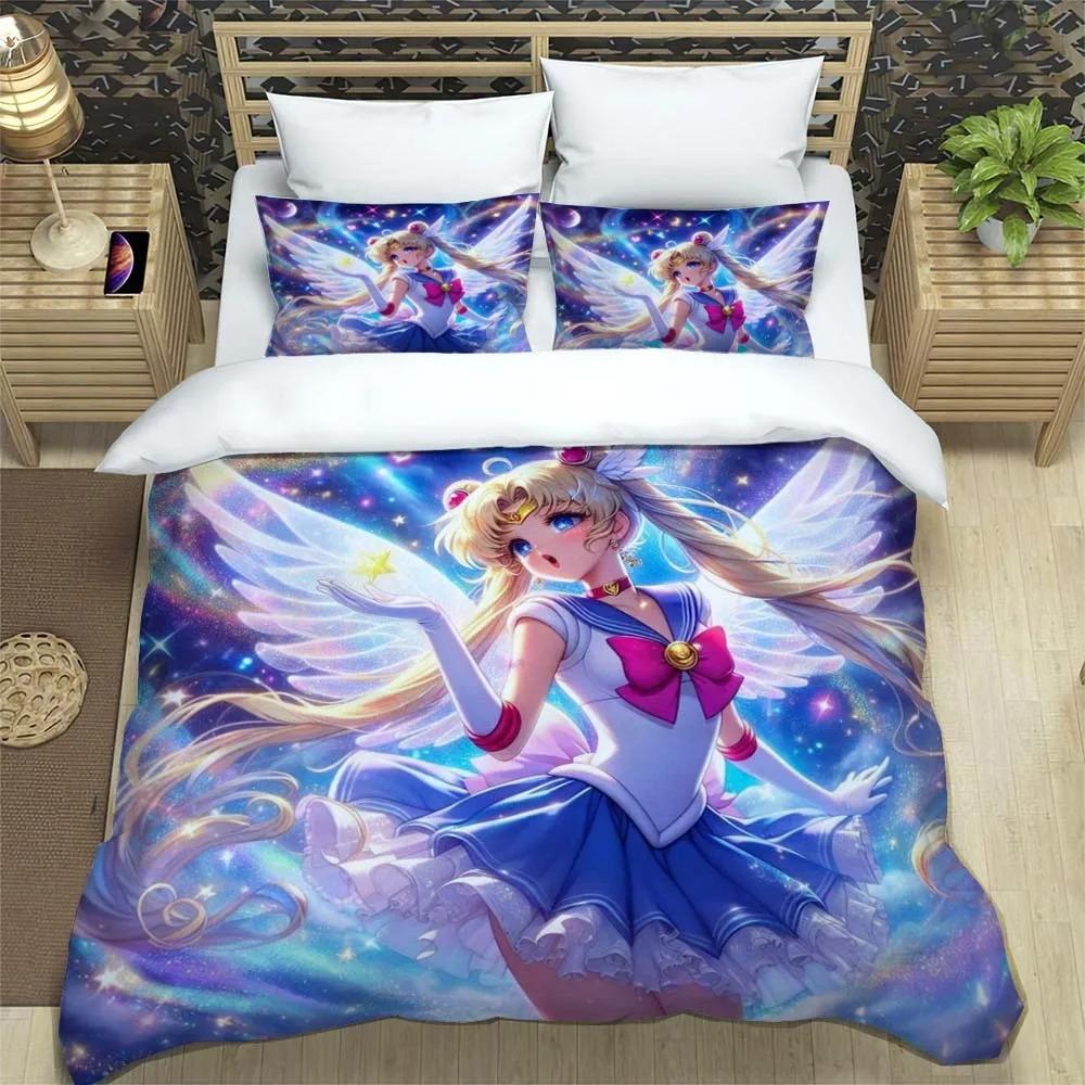 New Kawaii Sailor Moon Duvet Cover Pillowcase Bedding Set Adult Boy Bedroom Decoration Children Gift Single Double Large Size