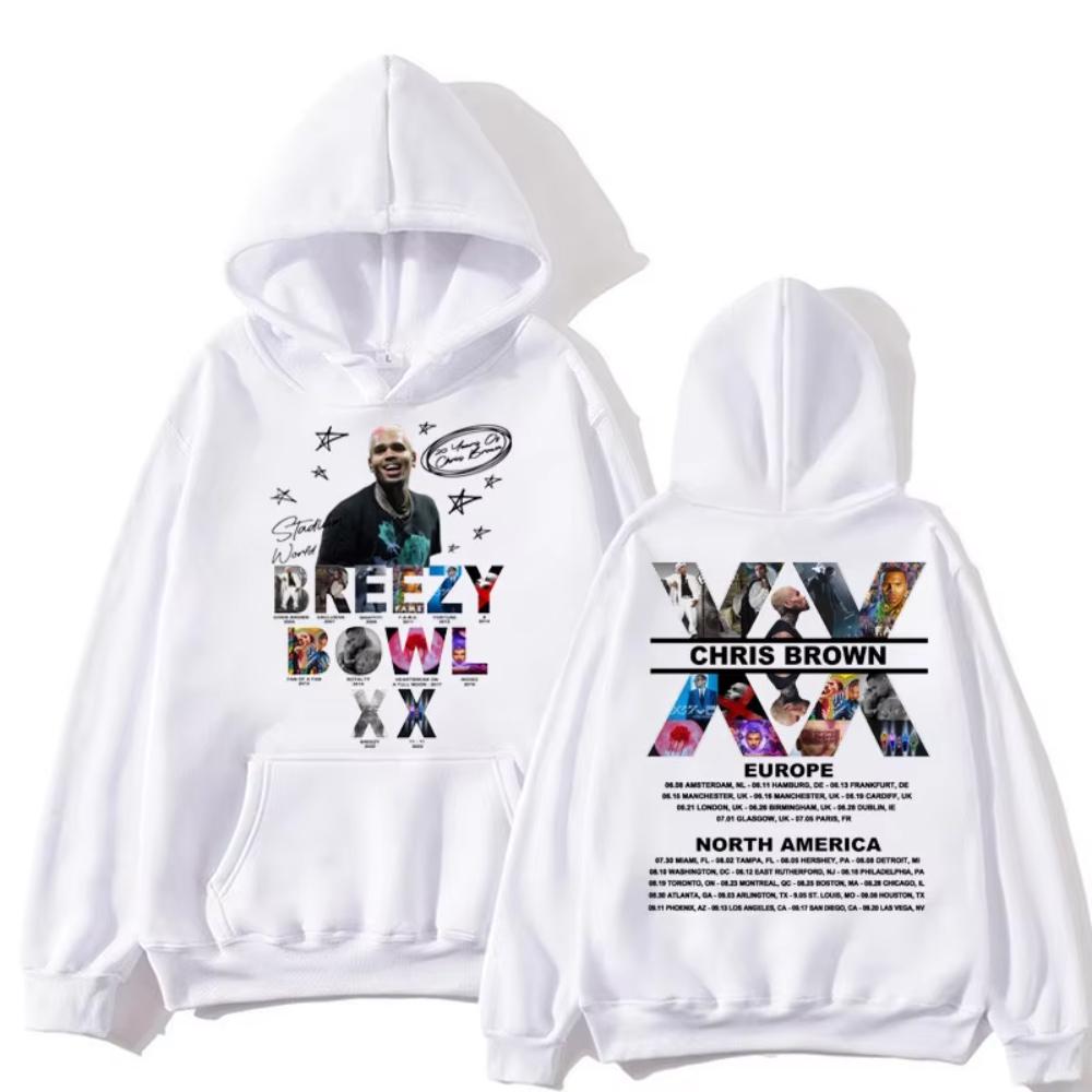 

Rapper Chris Brown Breezy Bowl XX Tour Hoodie Harajuku Trendy Long Sleeve Men Oversized Popular Pullover Streetwear 3XL