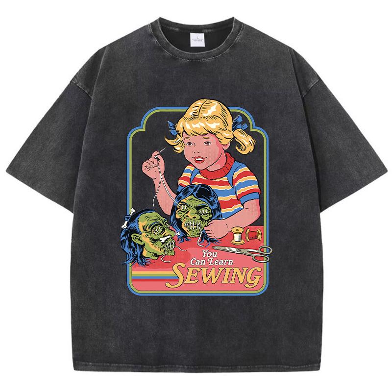 Můžete se naučit šít Potisk Dámské Opotřebované Tričko Letní Prodyšné Pratelné Tričko Streetová Móda Trička Ležérní Sportovní Cool Trička