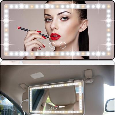 Araba Güneşlik Makyaj Aynası Kozmetik Aynası Şarj Edilebilir Makyaj Aynası 3 Işık Modu 60 Led Kısılabilir Klipsli Arka Kablosuz