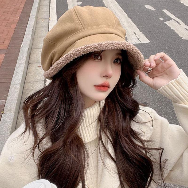 Women Thick Fisherman Hat, Winter Thick Velvet Warm Hat, Large Brim For Winter Warmth And Anti Separation, Ear Protection Decor