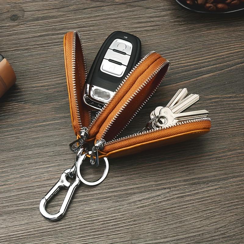 Men's Multifunctional Universal Double Layer Car Key Bag Genuine Leather Regular Key Bag Vintage Smart Folding Key Protector Fashion Business