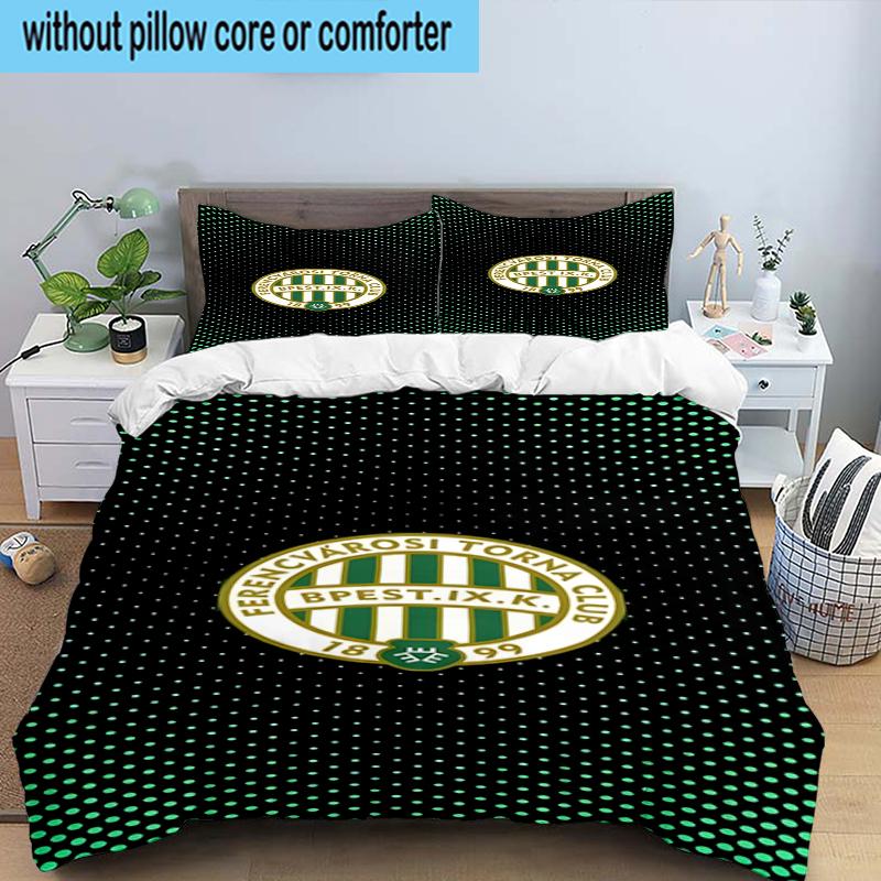 Ferencvaros TC Football Club 3PCS Bedding Set 2D Printing (Includes 1 Duvet Cover + 2 Pillowcases Coreless), Bedroom decor,Fan Gift