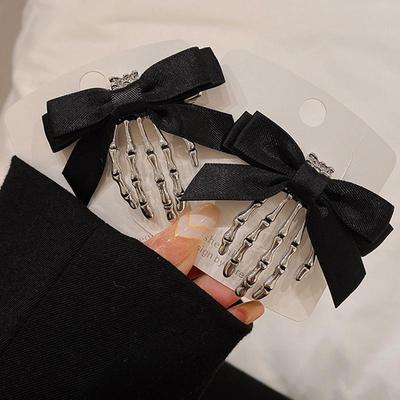 Horquilla con forma de calavera y lazo para Halloween, con esqueleto, fantasma, mano, hueso, estilo vintage, punk, gótico, con personalidad, para mujeres y niñas, accesorios para el cabello
