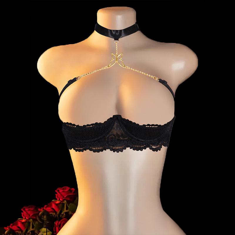 Soutien-gorge en dentelle transparente sexy européen et américain - Anti-affaissement, design fin pour une coupe flatteuse