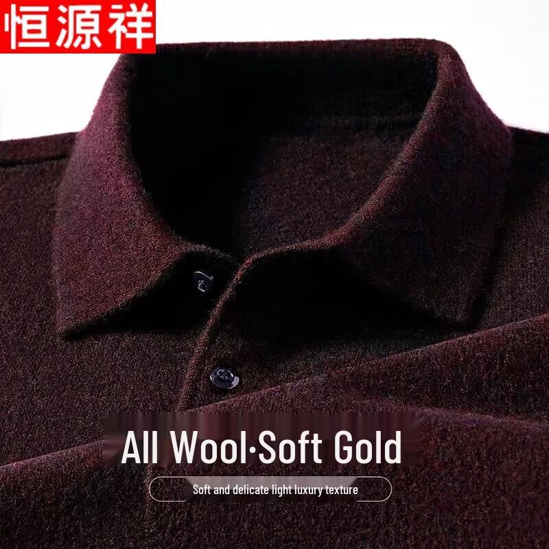 

Hengyuanxiang Men s 100% Pure Wool Polo Collar Sweater 2XL