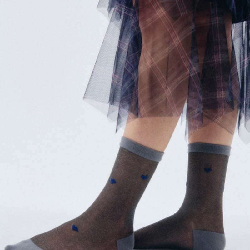 i hate monday [IHM25SU0409] See-through heart socks gray