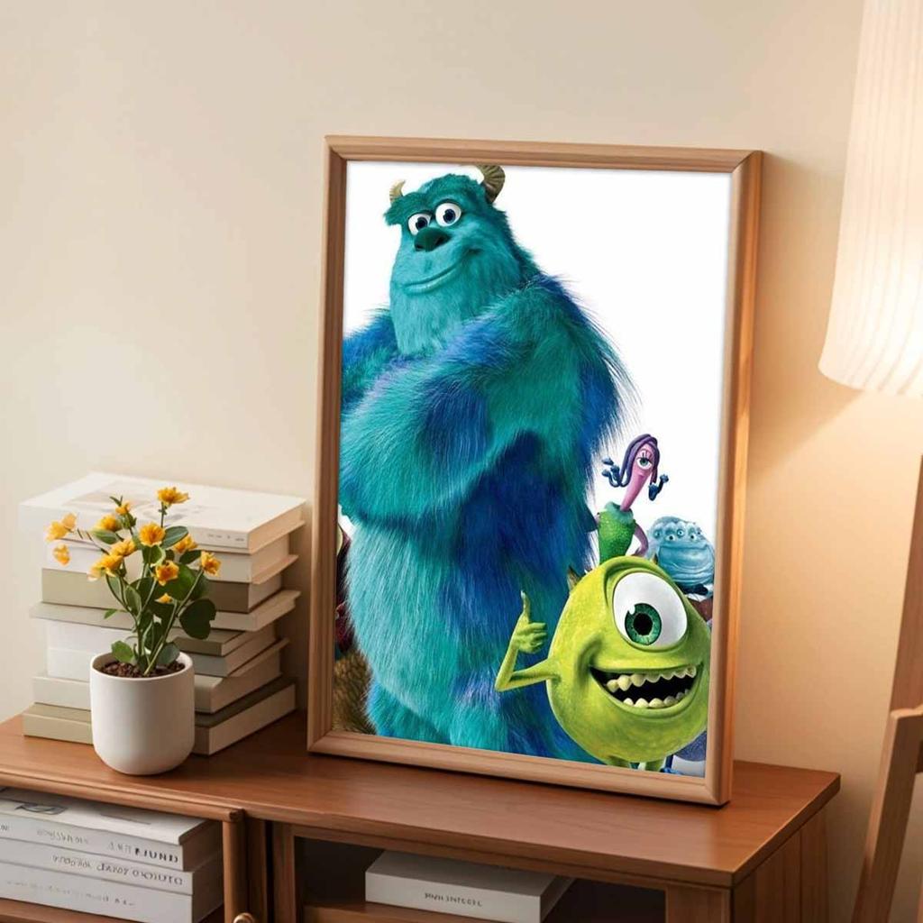 5D Diy Diamond Painting Big-eyed Boy and Green-haired Monster Full Drill Rhinestones Mosaic Embroidery Handmade Products Home Decor Gift