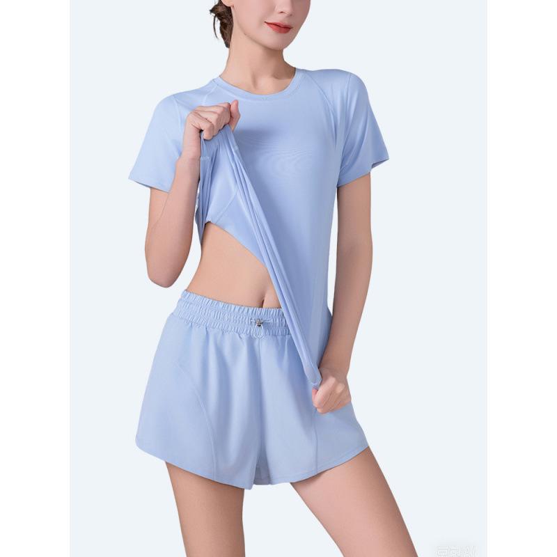 Women's Quick-Dry Yoga & Running Set - Loose, Slimming, Breathable, Short Sleeve Summer Fitness Apparel