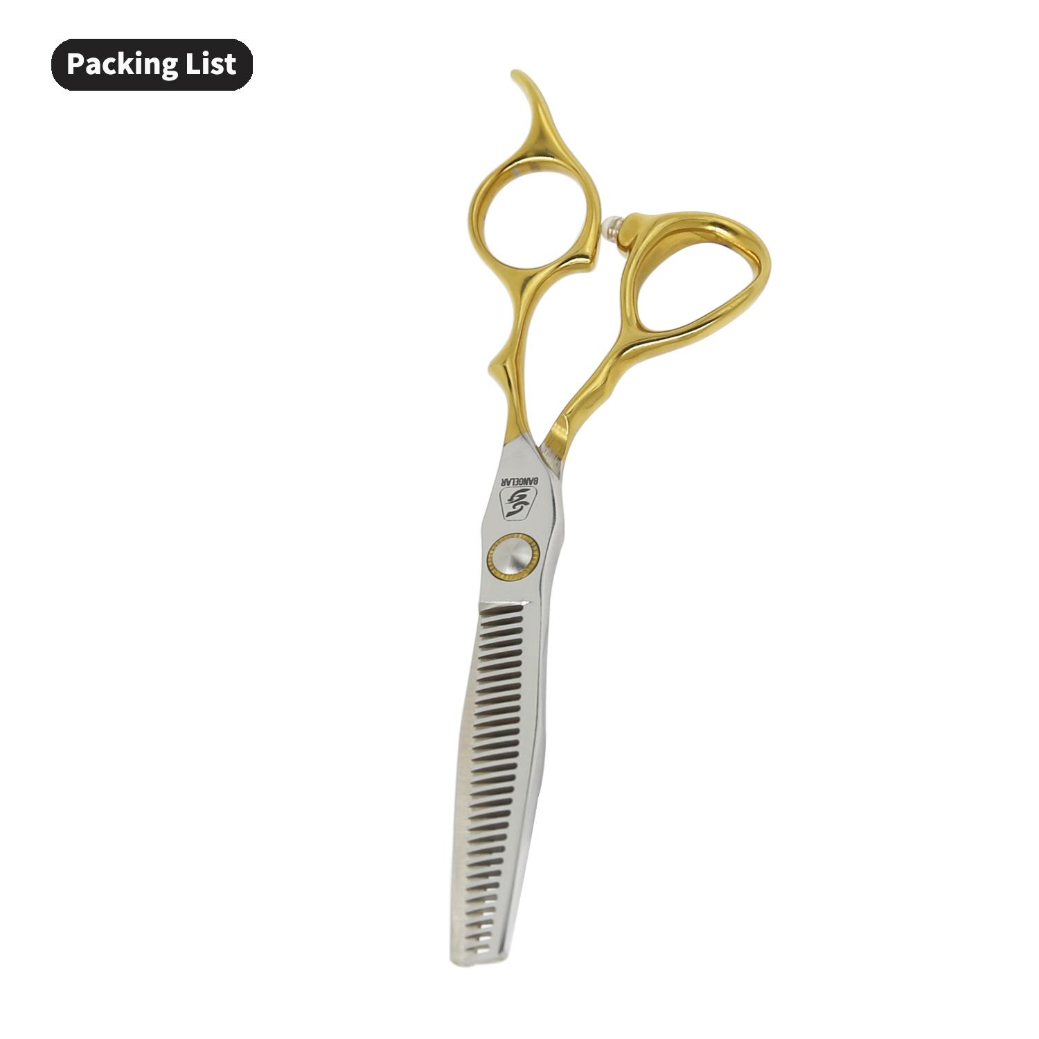 

Sangelar 6,5-дюймовые ножницы для волос с подшипником, золотая ручка, профессиональные парикмахерские ножницы для стрижки, бытовые ножницы для груминга с бахромой 6.5 thinning