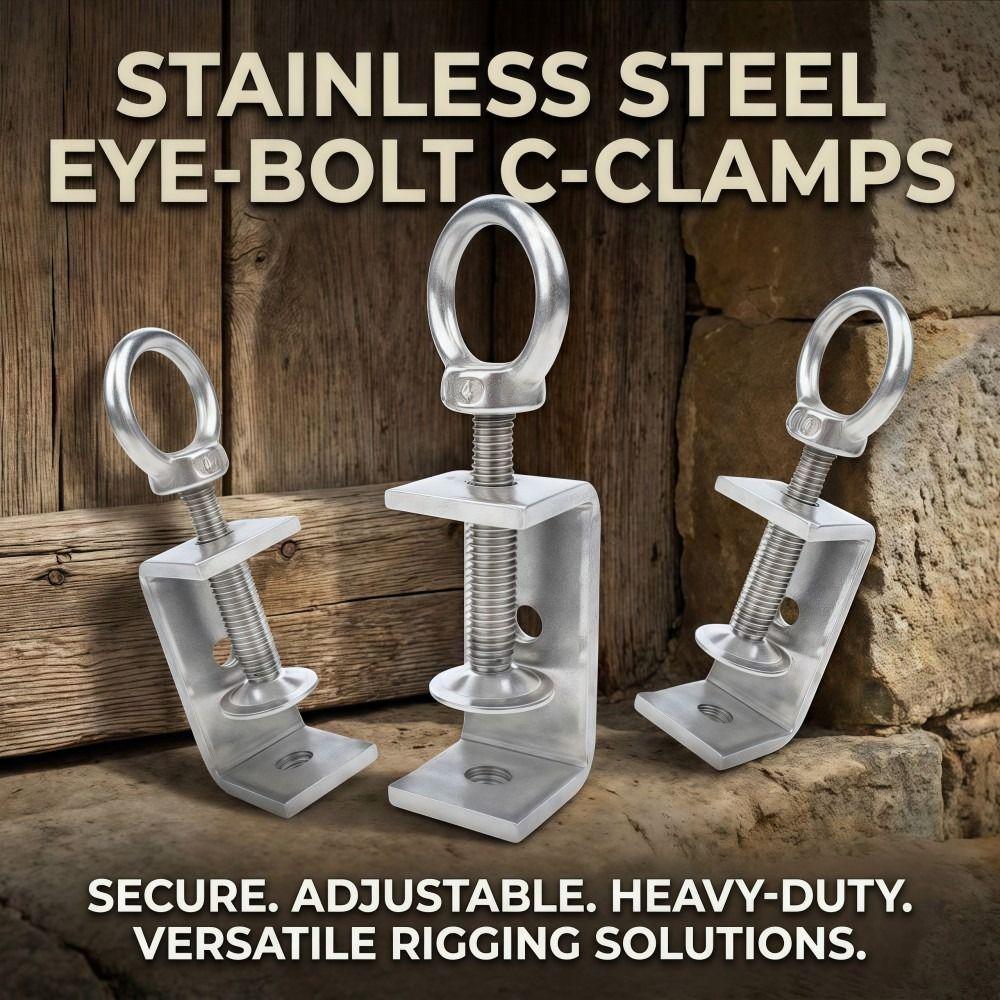 1 Stück 304 Edelstahl C-Klemme Zugring Verstellbare Quadratische Klemme Robust 20-130mm Öffnung Fester Halter Clip Hardware Befestigungselemente