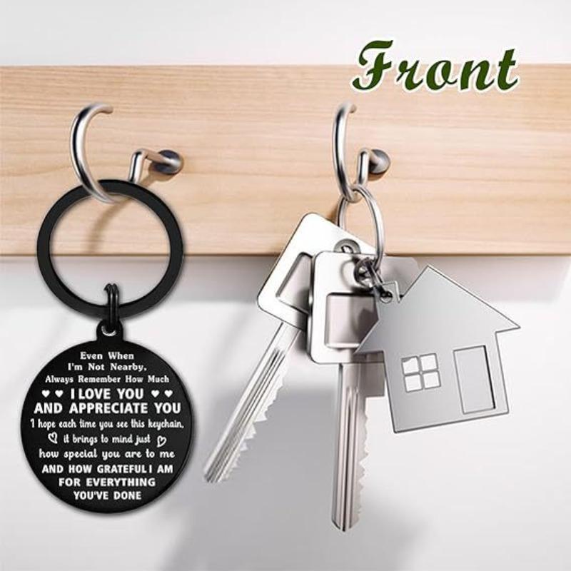Birthday Fathers Day Christmas Keychain Daughter Son To Dad Gift Stainless Steel Keychain for Mothers Day and Fathers Day Backpack Bag Pendant