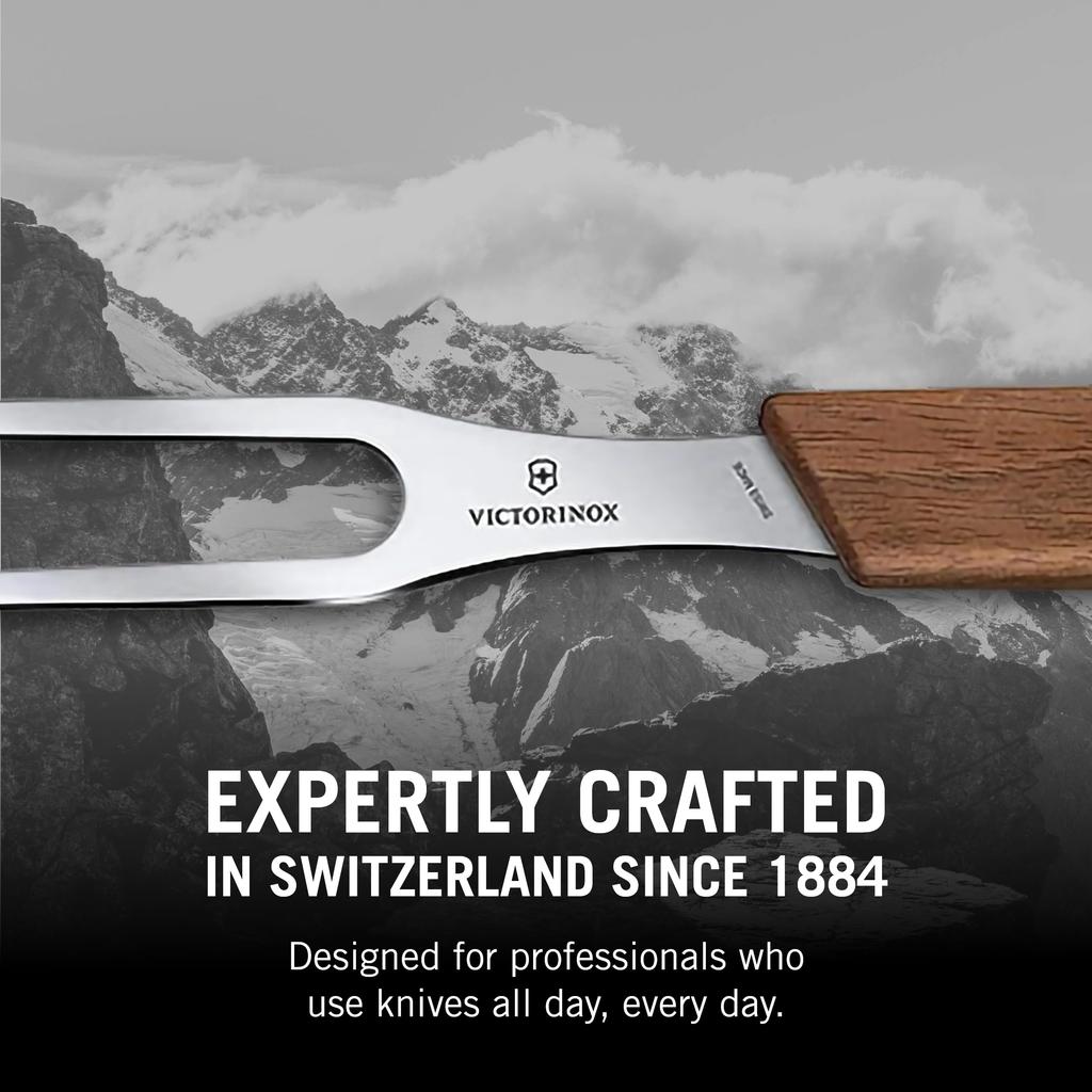 VICTORINOX Carving Swiss for Fork, 15cm, Wooden, Modern, Meat, Beef, BBQ, 6.9030.15G