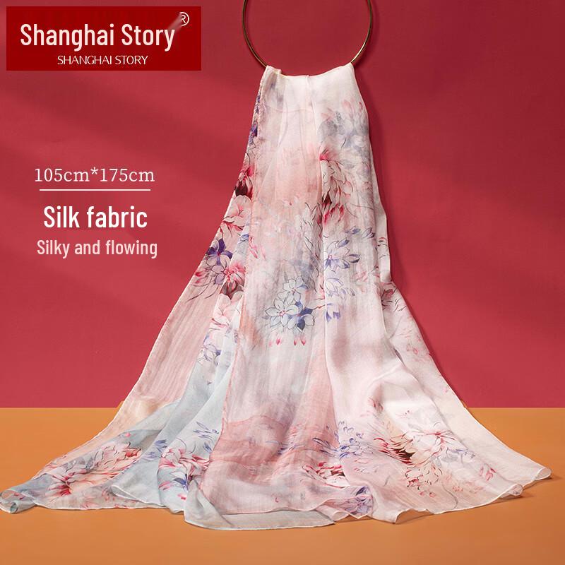 Shanghai Story 100% Mulberry Silk Chiffon Scarf Shawl