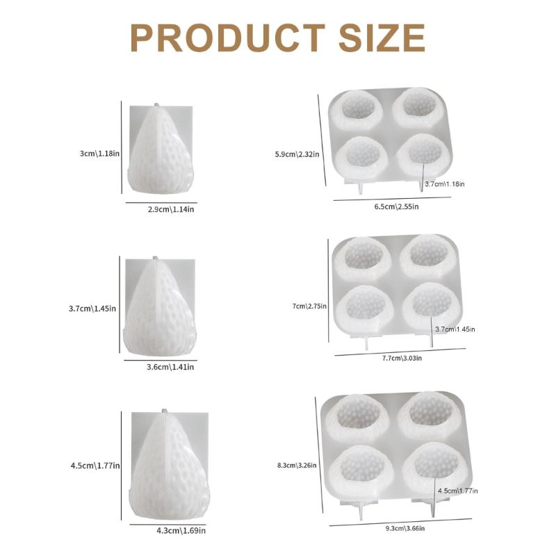 Moules à Bougies en Silicone Fraise 4 Cavités Moules en Silicone pour Résine Époxy Fabrication de Bougies Savon Plâtre Moules en Silicone