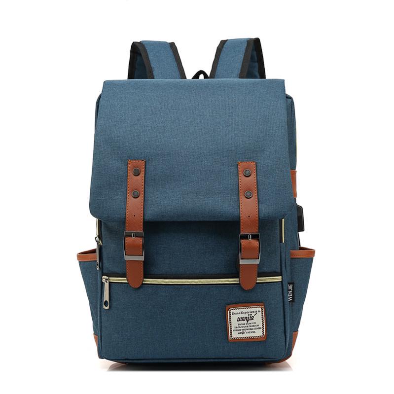 Retro Canvas USB Travel Backpack for Men and Women
