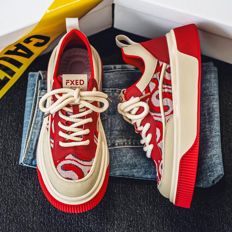 

2025 весна и лето новые модели для прямой трансляции всесезонные парусиновые туфли для нишевых досок с низким верхом на шнуровке дышащие уличные мужские туфли в гонконгском стиле 39 красный