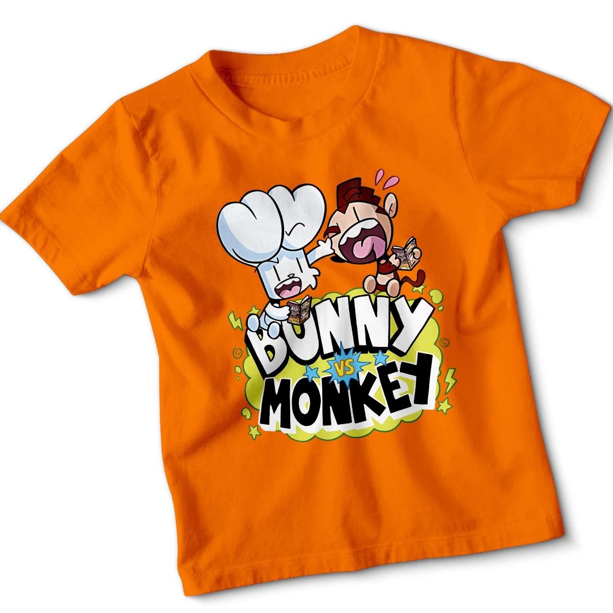 New Bunny Vs Monkey Kids Tshirt Cartoon Story Book Day Children Xmas Tee Gift 100