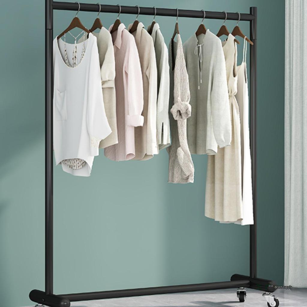 Adjustable Floor-Standing Clothing Rack with Wheels for Women's and Children's Wear